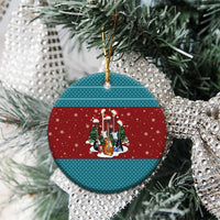 Christmas Guitar Ceramic Ornament with Santa Hats Trees Snowflakes and Musical Pattern - Wonder Print Shop