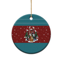 Christmas Guitar Ceramic Ornament with Santa Hats Trees Snowflakes and Musical Pattern - Wonder Print Shop