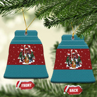 Christmas Guitar Ceramic Ornament with Santa Hats Trees Snowflakes and Musical Pattern - Wonder Print Shop