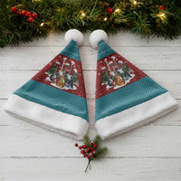 Christmas Guitar Christmas Santa Hat with Santa Hats Trees Snowflakes and Musical Pattern - Wonder Print Shop