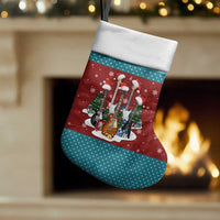 Christmas Guitar Christmas Stocking with Santa Hats Trees Snowflakes and Musical Pattern - Wonder Print Shop