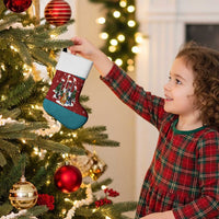 Christmas Guitar Christmas Stocking with Santa Hats Trees Snowflakes and Musical Pattern - Wonder Print Shop