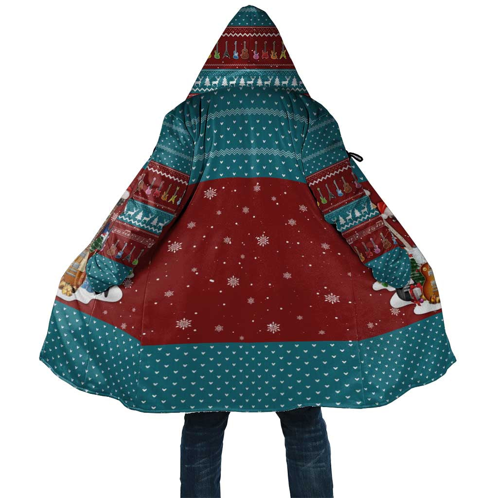 Christmas Guitar Cloak with Santa Hats Trees Snowflakes and Musical Pattern - Wonder Print Shop