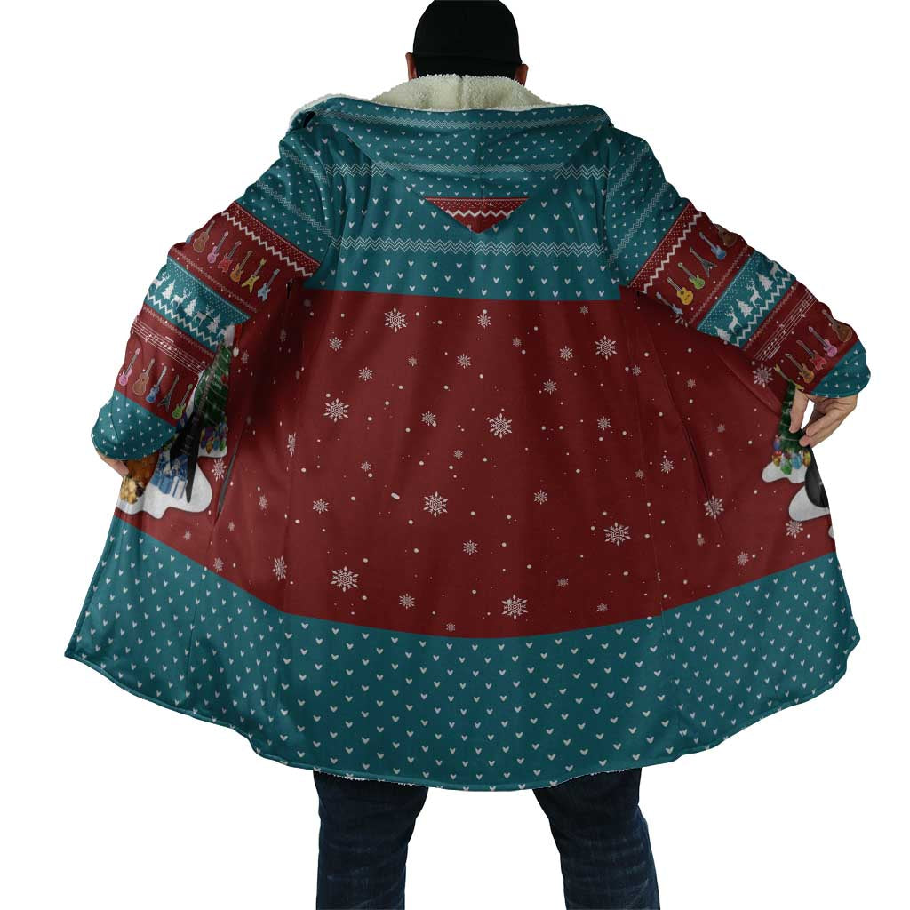 Christmas Guitar Cloak with Santa Hats Trees Snowflakes and Musical Pattern - Wonder Print Shop