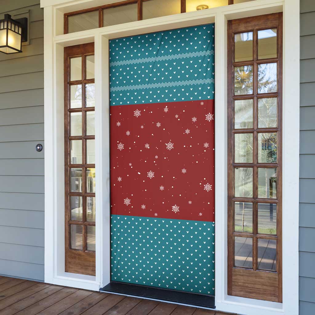 Christmas Guitar Door Cover with Santa Hats Trees Snowflakes and Musical Pattern - Wonder Print Shop
