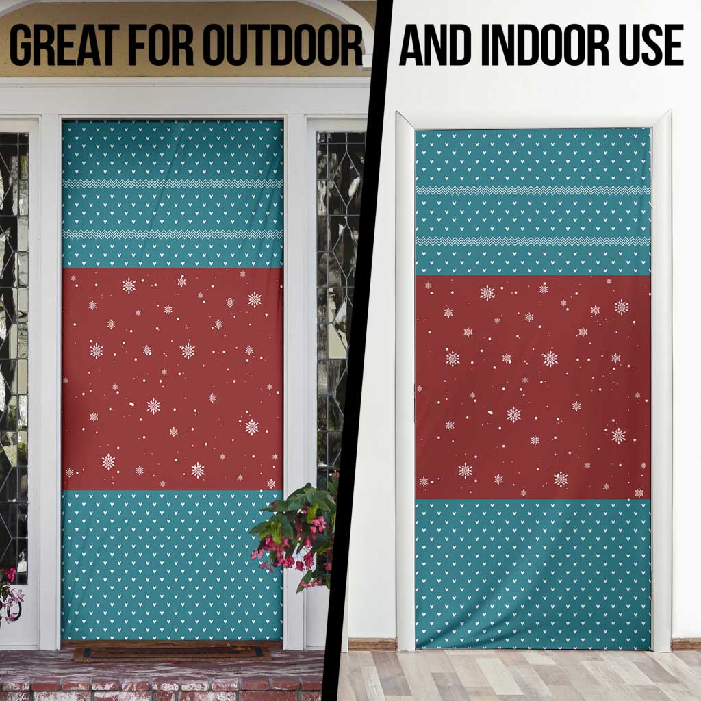 Christmas Guitar Door Cover with Santa Hats Trees Snowflakes and Musical Pattern - Wonder Print Shop