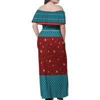 Christmas Guitar Family Matching Off Shoulder Maxi Dress and Hawaiian Shirt with Santa Hats Trees Snowflakes and Musical Pattern - Wonder Print Shop