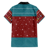 Christmas Guitar Family Matching Off Shoulder Short Dress and Hawaiian Shirt with Santa Hats Trees Snowflakes and Musical Pattern - Wonder Print Shop
