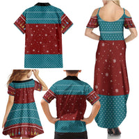 Christmas Guitar Family Matching Summer Maxi Dress and Hawaiian Shirt with Santa Hats Trees Snowflakes and Musical Pattern - Wonder Print Shop