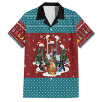 Christmas Guitar Family Matching Summer Maxi Dress and Hawaiian Shirt with Santa Hats Trees Snowflakes and Musical Pattern - Wonder Print Shop