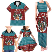 Christmas Guitar Family Matching Tank Maxi Dress and Hawaiian Shirt with Santa Hats Trees Snowflakes and Musical Pattern - Wonder Print Shop
