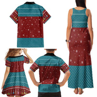 Christmas Guitar Family Matching Tank Maxi Dress and Hawaiian Shirt with Santa Hats Trees Snowflakes and Musical Pattern - Wonder Print Shop