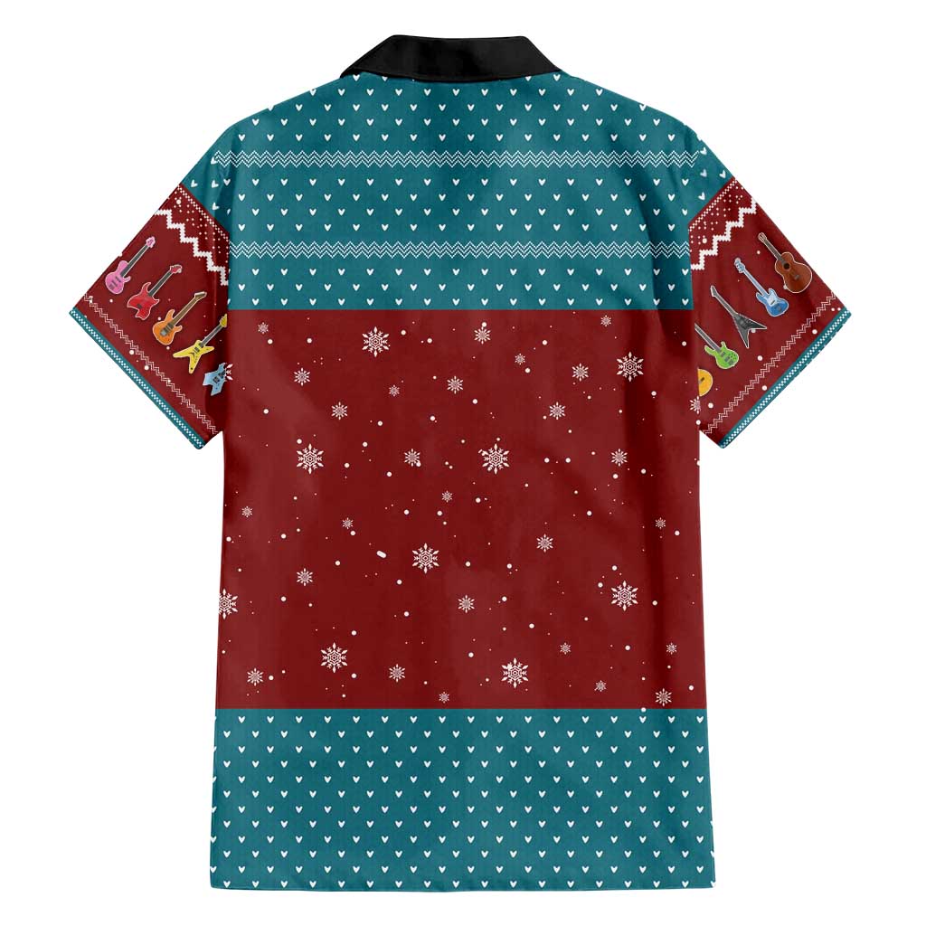 Christmas Guitar Family Matching Tank Maxi Dress and Hawaiian Shirt with Santa Hats Trees Snowflakes and Musical Pattern - Wonder Print Shop