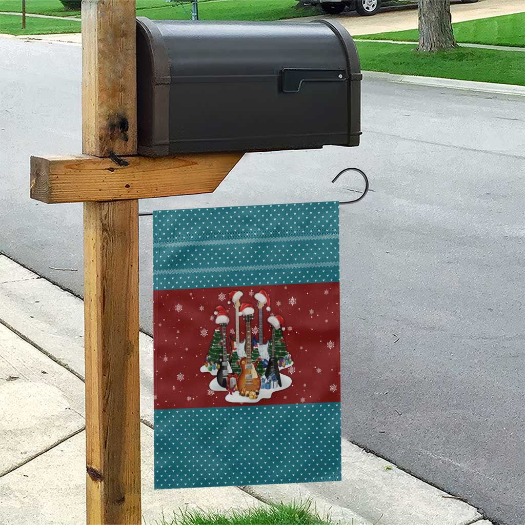 Christmas Guitar Garden Flag with Santa Hats Trees Snowflakes and Musical Pattern - Wonder Print Shop
