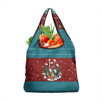Christmas Guitar Grocery Bag with Santa Hats Trees Snowflakes and Musical Pattern - Wonder Print Shop