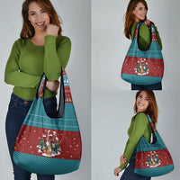 Christmas Guitar Grocery Bag with Santa Hats Trees Snowflakes and Musical Pattern - Wonder Print Shop