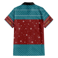 Christmas Guitar Hawaiian Shirt with Santa Hats Trees Snowflakes and Musical Pattern - undefined