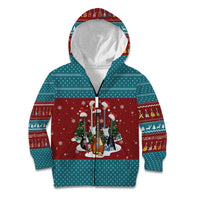 Christmas Guitar Kid Hoodie with Santa Hats Trees Snowflakes and Musical Pattern - Wonder Print Shop