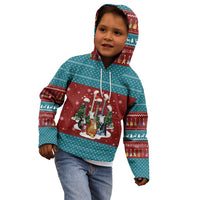 Christmas Guitar Kid Hoodie with Santa Hats Trees Snowflakes and Musical Pattern - Wonder Print Shop