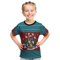 Christmas Guitar Kid T Shirt with Santa Hats Trees Snowflakes and Musical Pattern - Wonder Print Shop