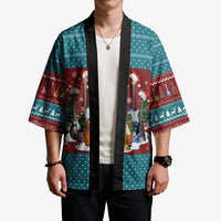 Christmas Guitar Kimono with Santa Hats Trees Snowflakes and Musical Pattern - Wonder Print Shop