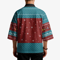 Christmas Guitar Kimono with Santa Hats Trees Snowflakes and Musical Pattern - Wonder Print Shop