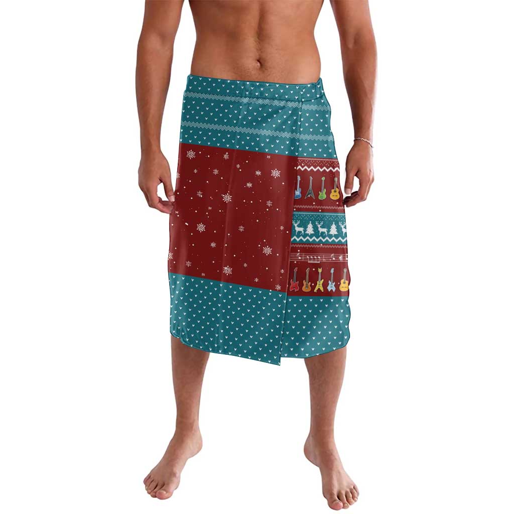 Christmas Guitar Lavalava with Santa Hats Trees Snowflakes and Musical Pattern - Wonder Print Shop