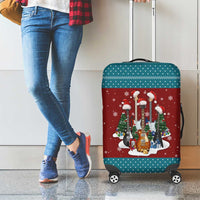 Christmas Guitar Luggage Cover with Santa Hats Trees Snowflakes and Musical Pattern - Wonder Print Shop