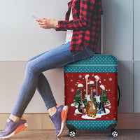 Christmas Guitar Luggage Cover with Santa Hats Trees Snowflakes and Musical Pattern - Wonder Print Shop
