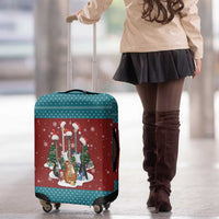 Christmas Guitar Luggage Cover with Santa Hats Trees Snowflakes and Musical Pattern - Wonder Print Shop