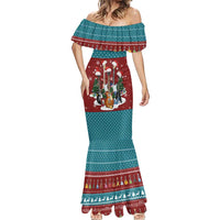 Christmas Guitar Mermaid Dress with Santa Hats Trees Snowflakes and Musical Pattern - Wonder Print Shop