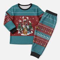 Christmas Guitar Christmas Pajama Set with Santa Hats Trees Snowflakes and Musical Pattern - Wonder Print Shop