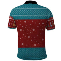 Christmas Guitar Polo Shirt with Santa Hats Trees Snowflakes and Musical Pattern - Wonder Print Shop