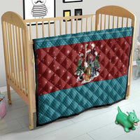 Christmas Guitar Quilt with Santa Hats Trees Snowflakes and Musical Pattern - Wonder Print Shop