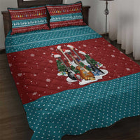 Christmas Guitar Quilt Bed Set with Santa Hats Trees Snowflakes and Musical Pattern - Wonder Print Shop