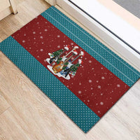 Christmas Guitar Rubber Doormat with Santa Hats Trees Snowflakes and Musical Pattern - Wonder Print Shop