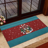 Christmas Guitar Rubber Doormat with Santa Hats Trees Snowflakes and Musical Pattern - Wonder Print Shop
