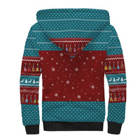 Christmas Guitar Sherpa Hoodie with Santa Hats Trees Snowflakes and Musical Pattern - Wonder Print Shop