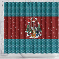 Christmas Guitar Shower Curtain with Santa Hats Trees Snowflakes and Musical Pattern - Wonder Print Shop
