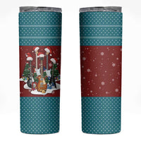 Christmas Guitar Skinny Tumbler with Santa Hats Trees Snowflakes and Musical Pattern - Wonder Print Shop