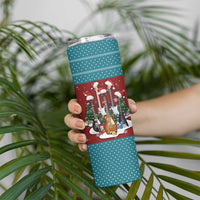 Christmas Guitar Skinny Tumbler with Santa Hats Trees Snowflakes and Musical Pattern - Wonder Print Shop