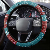 Christmas Guitar Steering Wheel Cover with Santa Hats Trees Snowflakes and Musical Pattern - Wonder Print Shop