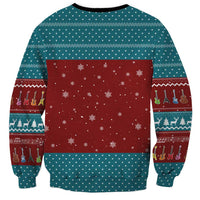 Christmas Guitar Sweatshirt with Santa Hats Trees Snowflakes and Musical Pattern - Wonder Print Shop