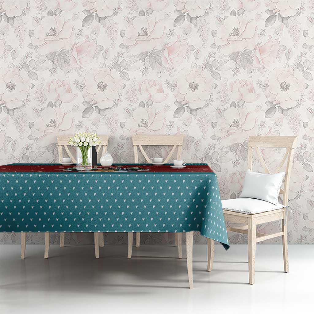 Christmas Guitar Tablecloth with Santa Hats Trees Snowflakes and Musical Pattern - Wonder Print Shop