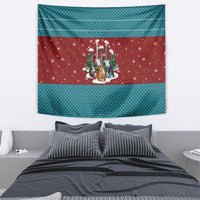 Christmas Guitar Tapestry with Santa Hats Trees Snowflakes and Musical Pattern - Wonder Print Shop