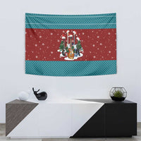 Christmas Guitar Tapestry with Santa Hats Trees Snowflakes and Musical Pattern - Wonder Print Shop