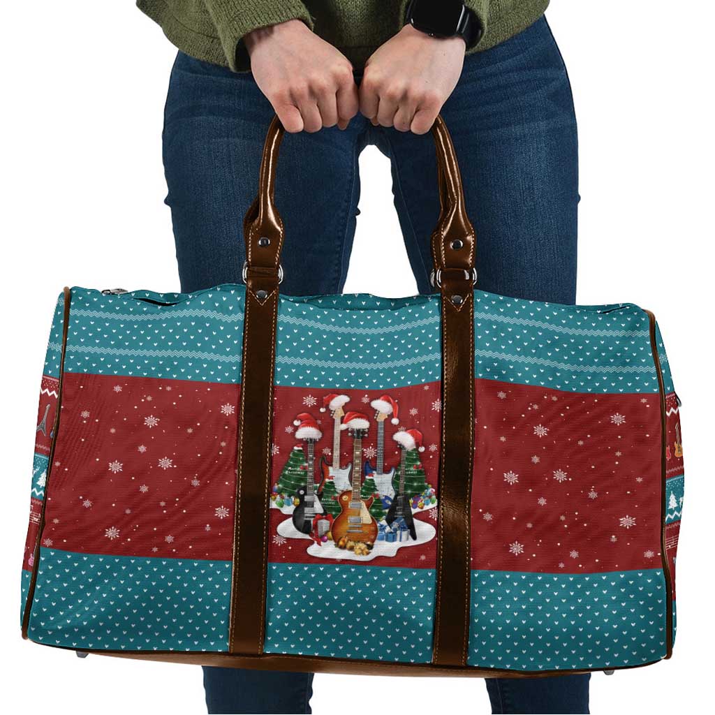 Christmas Guitar Travel Bag with Santa Hats Trees Snowflakes and Musical Pattern - Wonder Print Shop