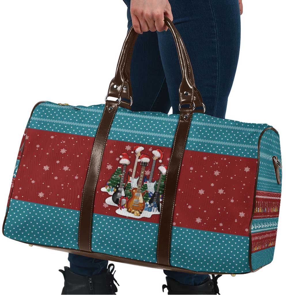 Christmas Guitar Travel Bag with Santa Hats Trees Snowflakes and Musical Pattern - Wonder Print Shop