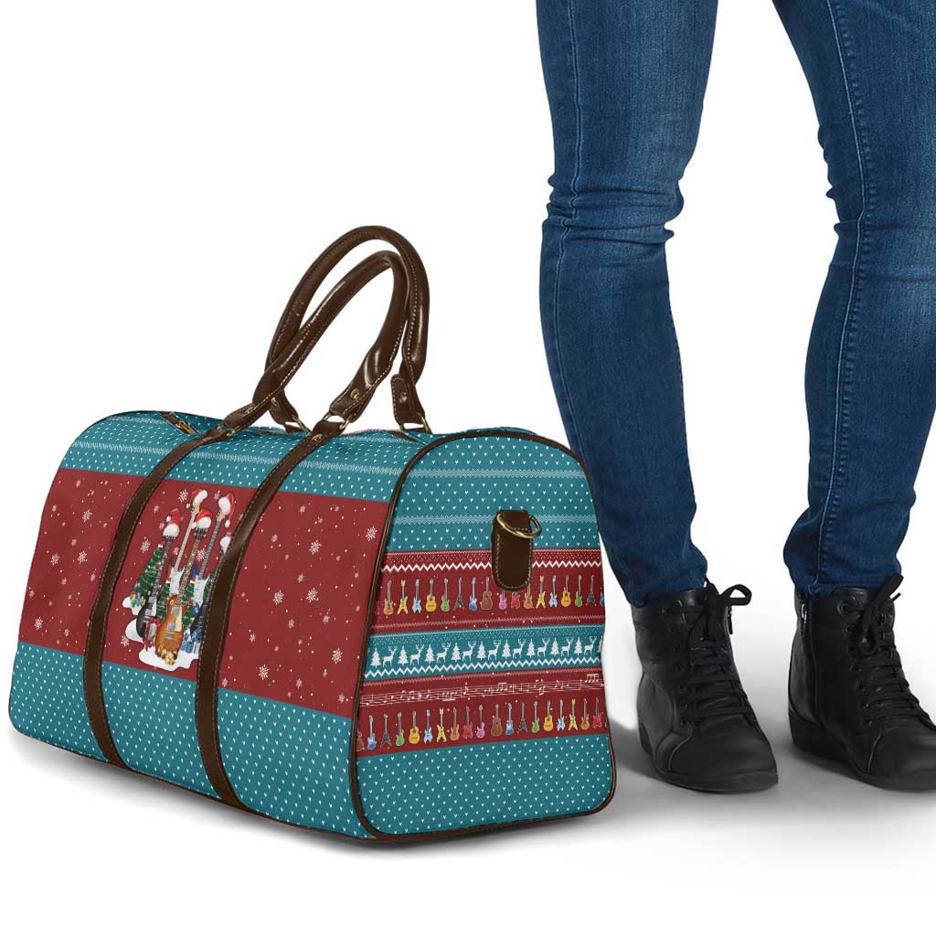 Christmas Guitar Travel Bag with Santa Hats Trees Snowflakes and Musical Pattern - Wonder Print Shop