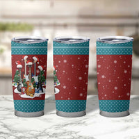 Christmas Guitar Tumbler Cup with Santa Hats Trees Snowflakes and Musical Pattern - Wonder Print Shop
